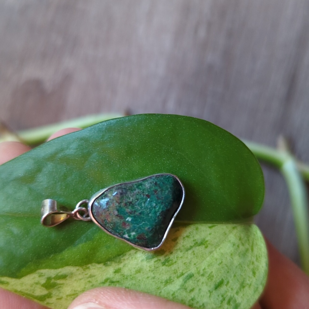 Chrysocolla and Sterling Silver Pendant - Picture 3 of 3
